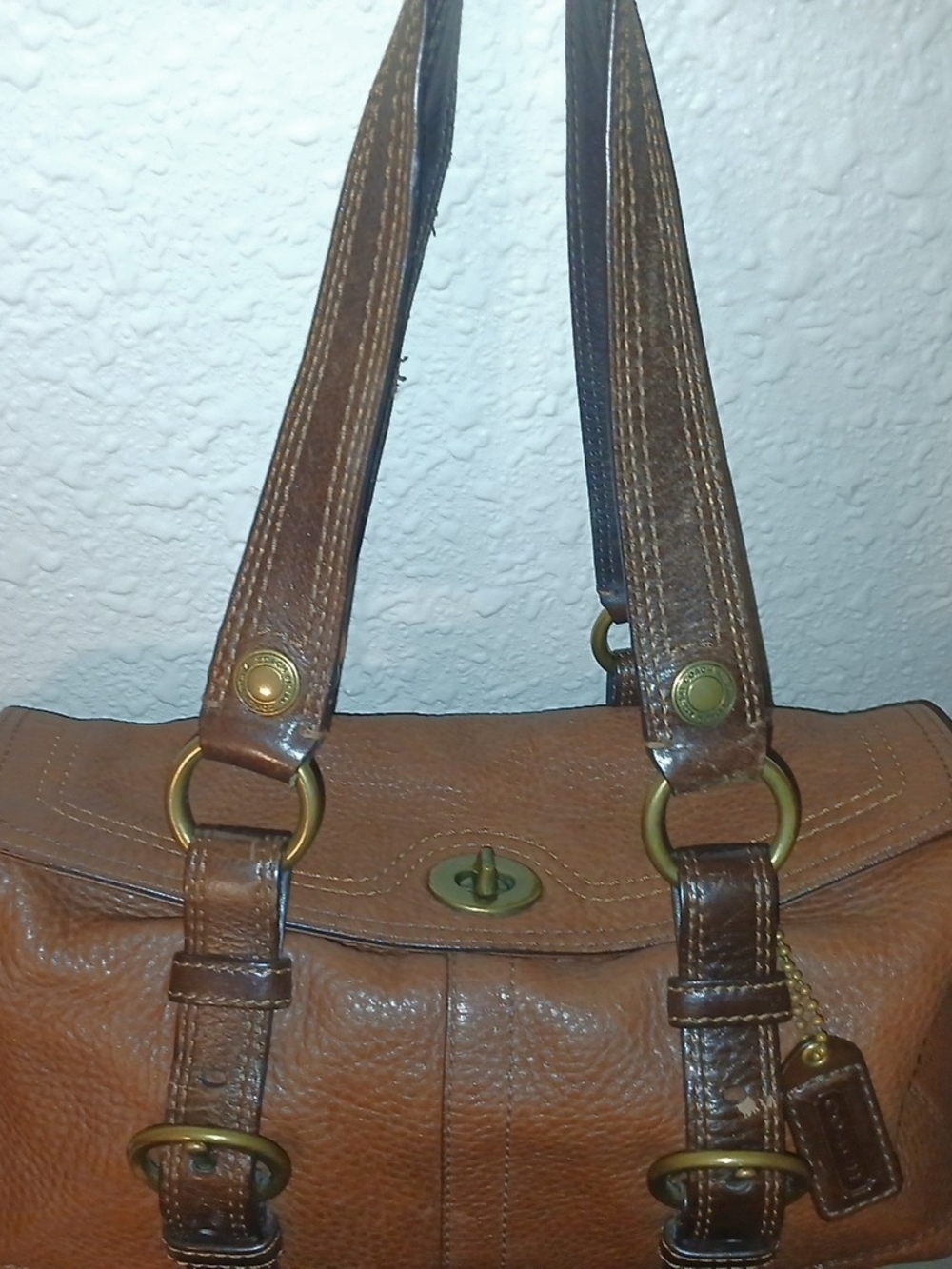 Vintage Coach Chelsea Turn Lock East West Brown Leather Shoulder Bag